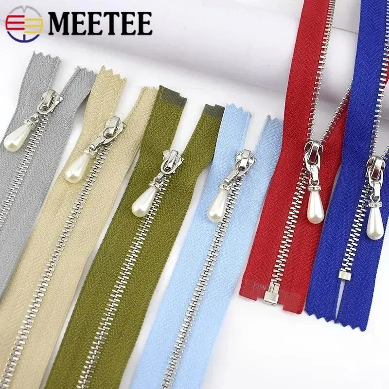 3Pcs Meetee 3# 15-70cm Metal Zippers Auto Lock Decor Zip Open/Close-End Zipper Bag Clothes Jacket Zips Repair Sewing Material