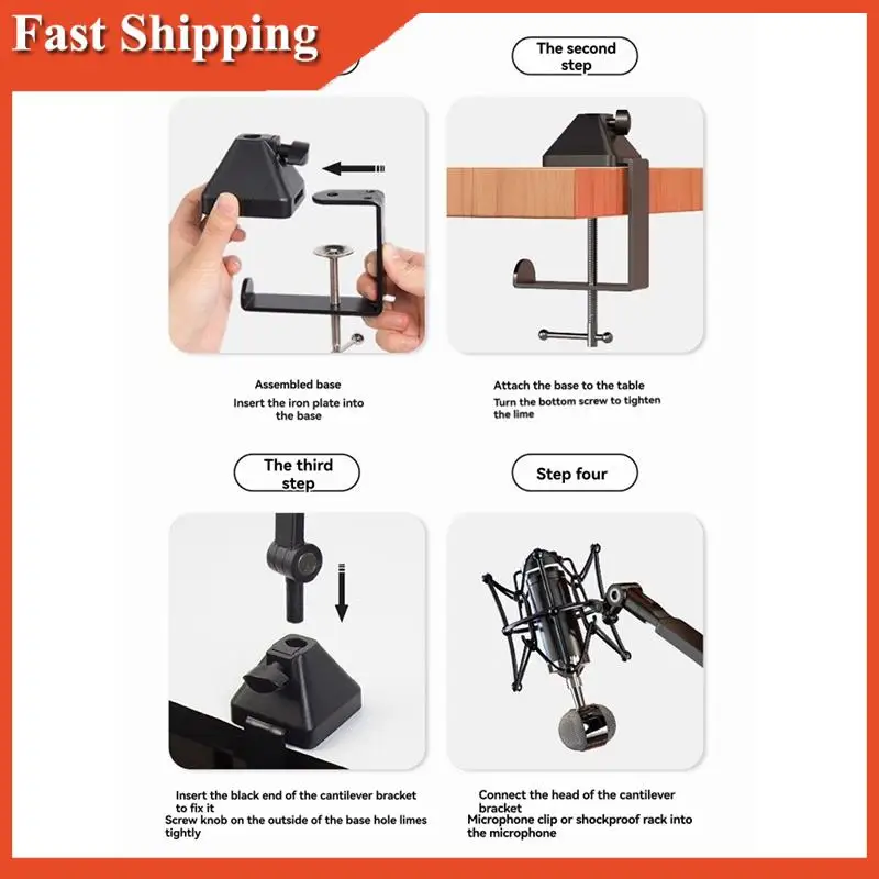 

Efficient Foldable Mic Suspension Arm 360° Rotatable Microphone Boom Arm Microphone Bracket Black