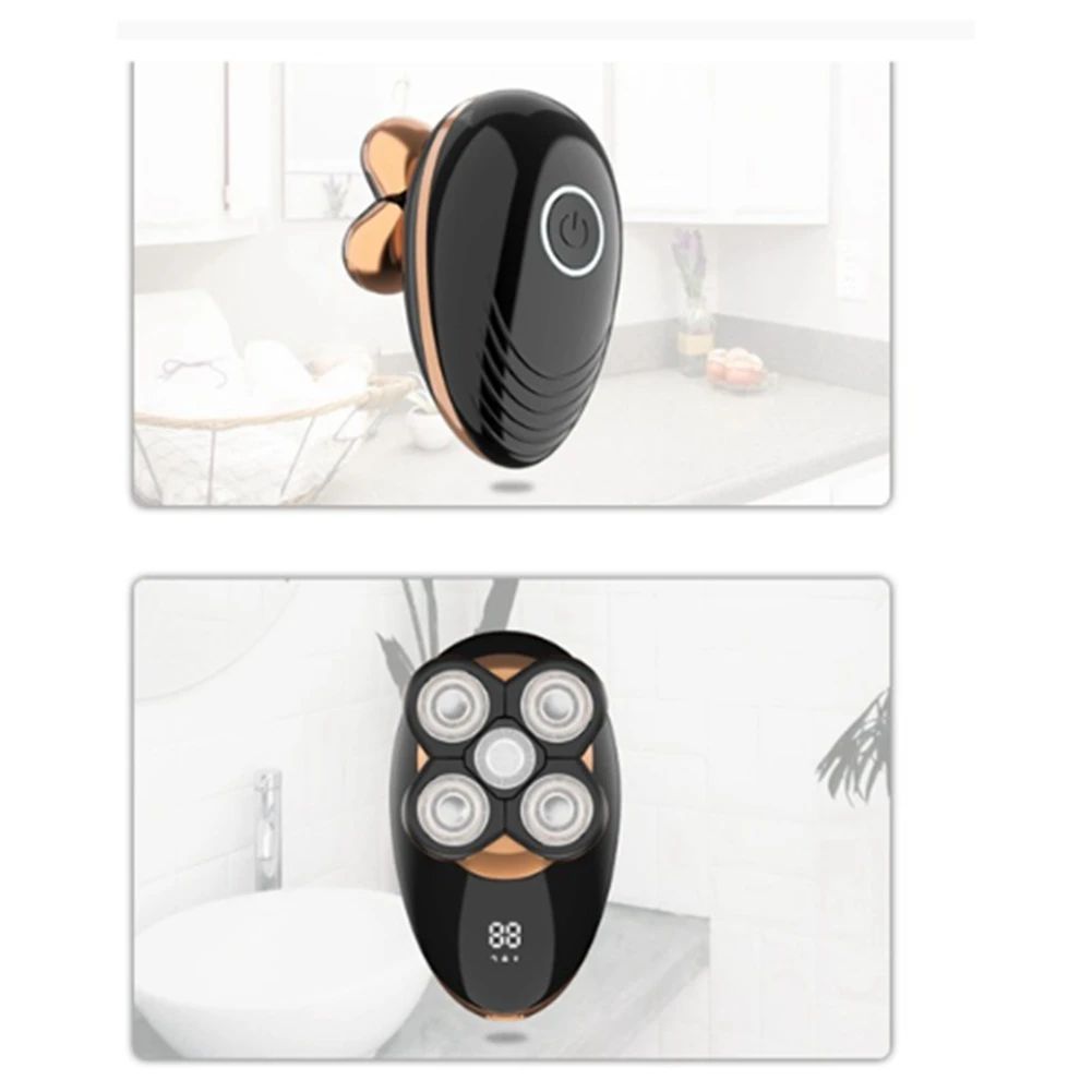 남성용 습식 건식 전기 면도기, 수염 헤어 트리머, 충전식 대머리 면도기, LCD 디스플레이 그루밍 키트