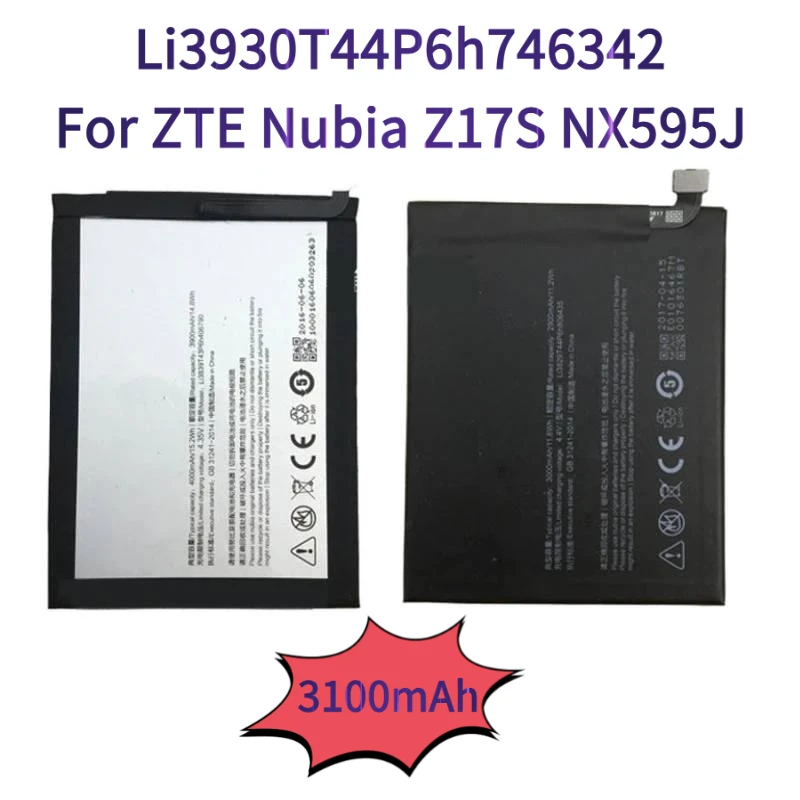 

3100mAh Li3930T44P6h. 746342 For ZTE Nubia Z17S NX595J Phone Replacement Battery
