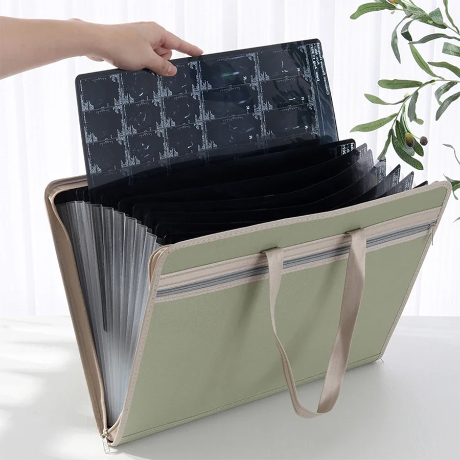 CT 핵자기 팩 옥스포드 천 A3 파일 폴더 학생 시험지 클립 13층 휴대용 정리 가방 대용량