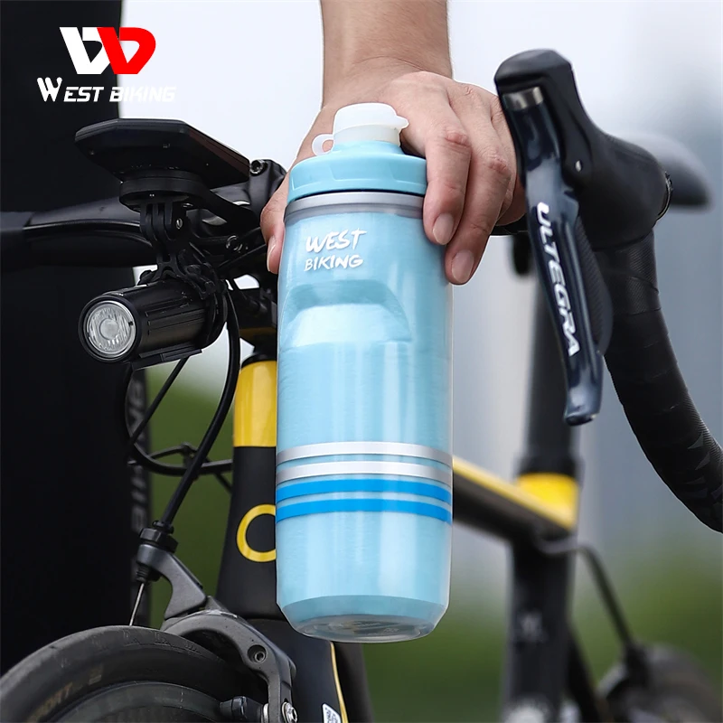 WEST BIKING Sports Water Bottle 620ml Portable Cold Insulated Cycling Bottle MTB Road Bike Bottle Fitness Running Drink Cup