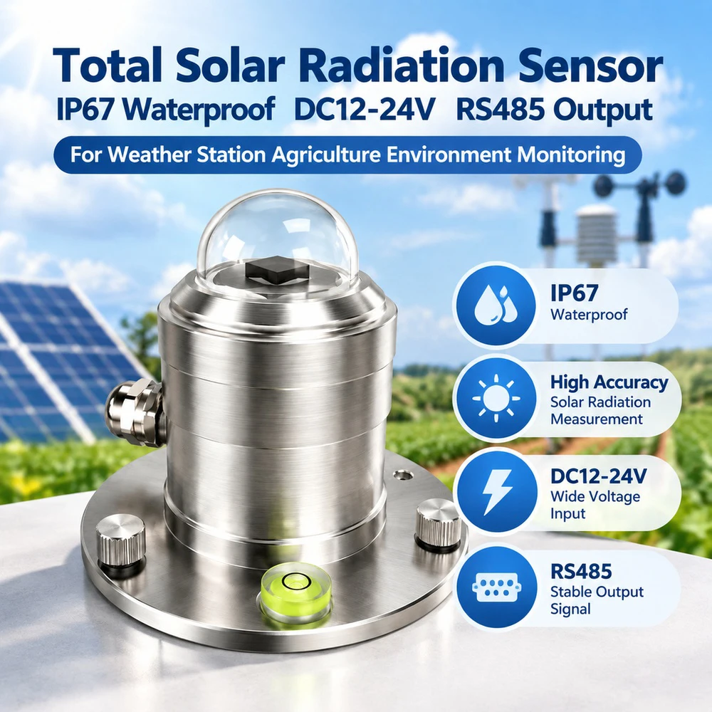 Total Solar Radiation Sensor IP67 Waterproof DC12‑24V RS485 Output For ...