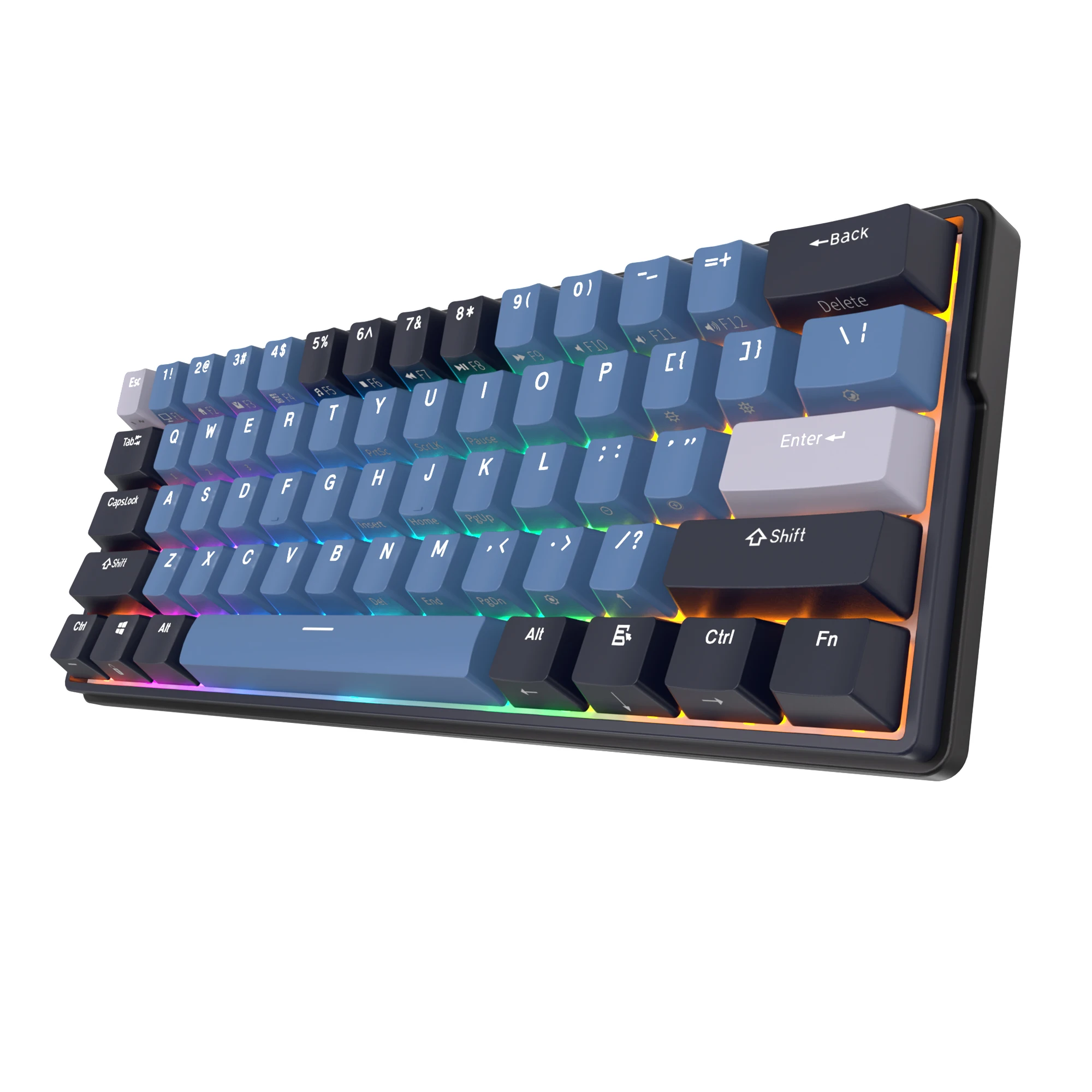 ROYAL KLUDGE RK61 Plus 2.4G Wireless Bluetooh Mechanical Keyboard 61 Keys 60% Compact RGB Backlit Hot-swappable Gaming Keyboards