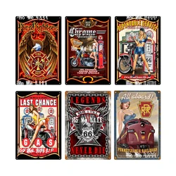 Firefighters Patriotic Fire Department Pin Girl Chrome Polished Motorbike Reliable Service Gas Station Poster Metal Sign