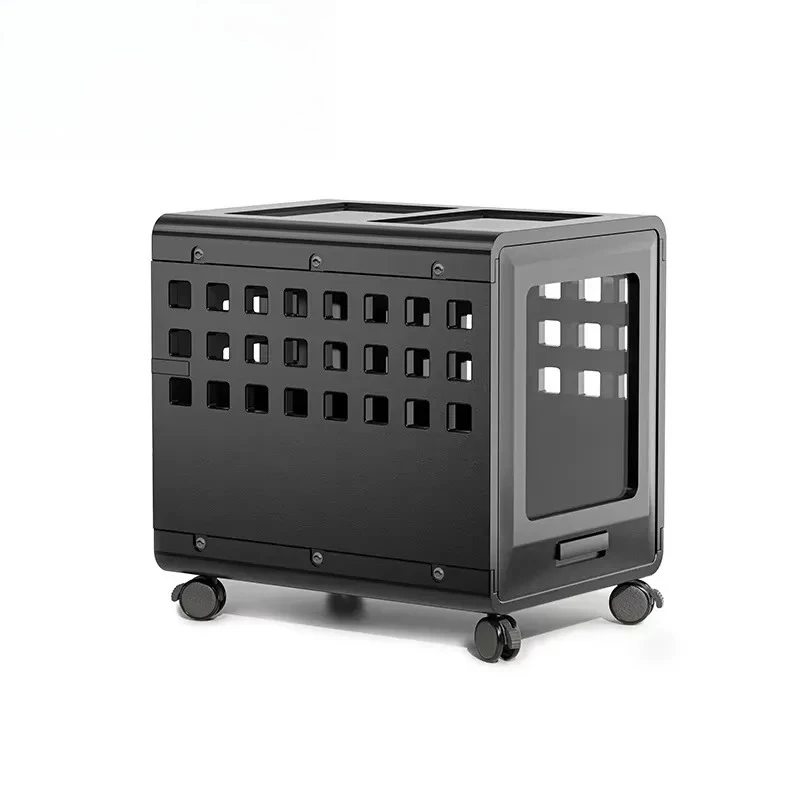 Modern luxury acrylic dog house furniture style coffee table with wheels transparent pet cage indoor use