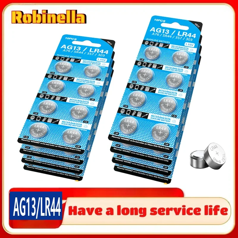 

Батарейки AG13 LR44, кнопочные батарейки 1.5V 357 SR44 LR1154, батарейки-таблетки L1154 для часов, игрушек, пультов ДУ, в блистерной упаковке