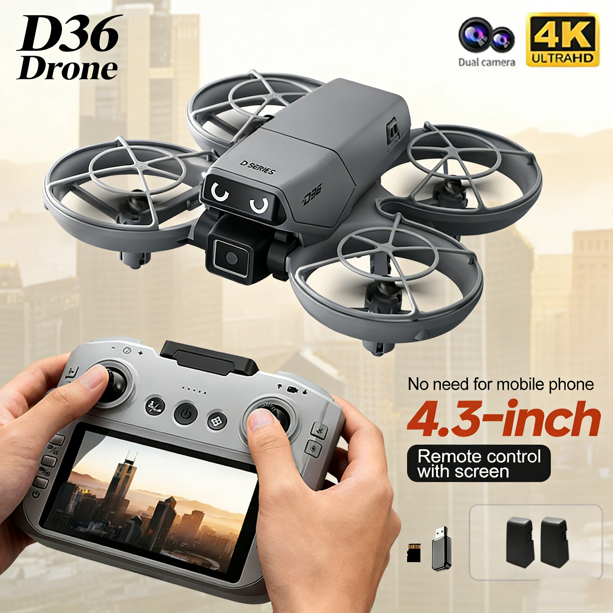 

Мини-дрон D36 8K 180 ° Дрон с камерой ESC, оптическим позиционированием, Wi-Fi, для аэрофотосъемки, с пультом управления и экраном