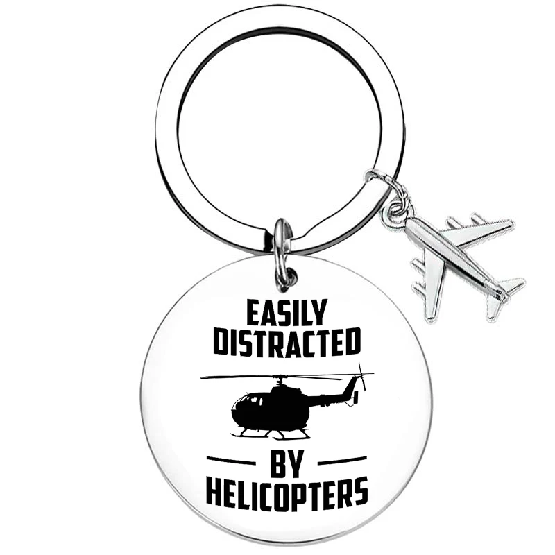 Fly Safe Keychain Pendant Traveling Gifts Airplane Key Chain Helicopter Pilot Gift keyrings