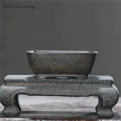 Yixing Purple Clay Flower Pot Rectangular Mini Bonsai Pot Chinese Household Handmade Classical Desktop Decorative Flower Pot
