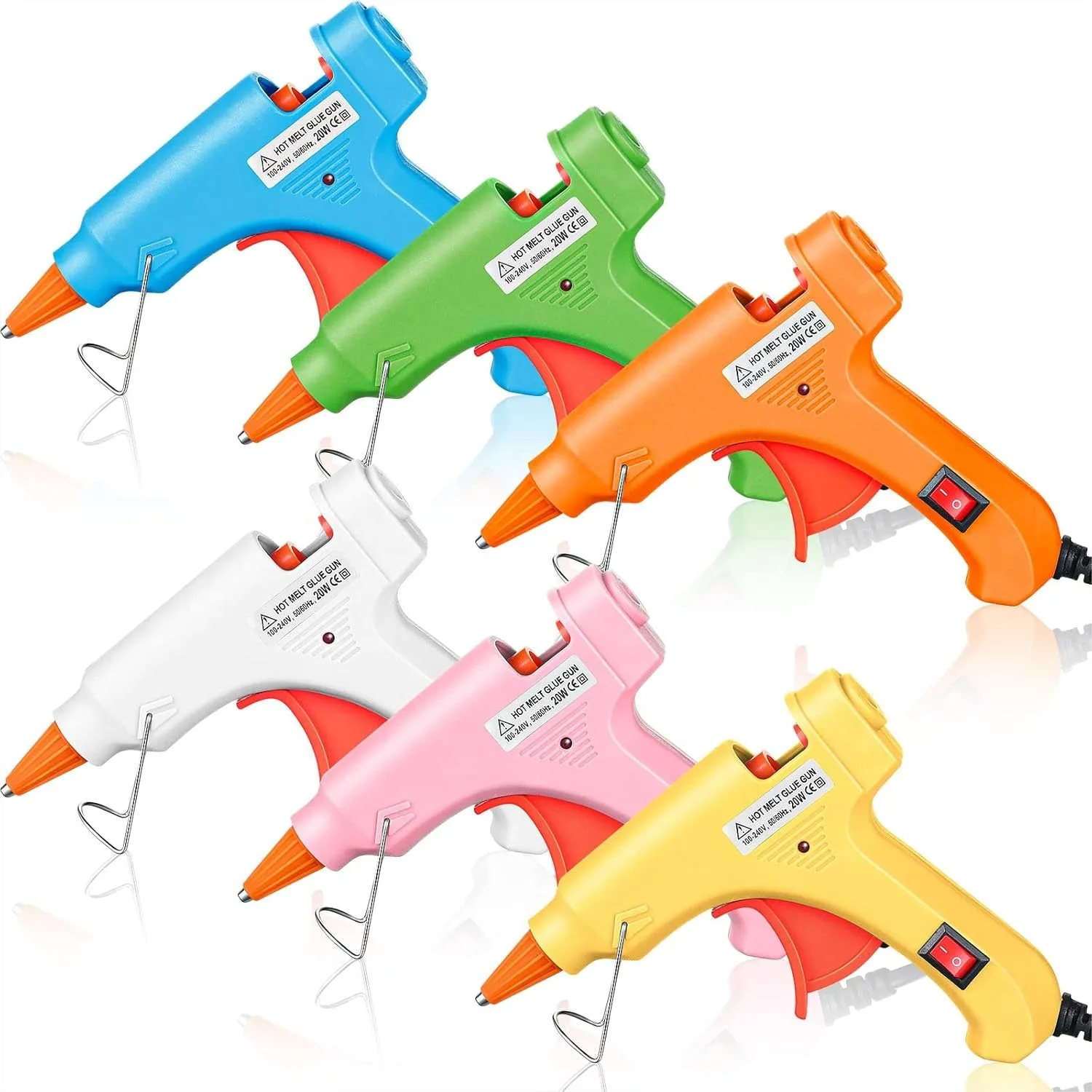 

6 Pcs Mini Glue Gun for Crafts with Burn Protection, Fast Preheating, Easy Squeeze Trigger for School DIY Arts and Home Repairs