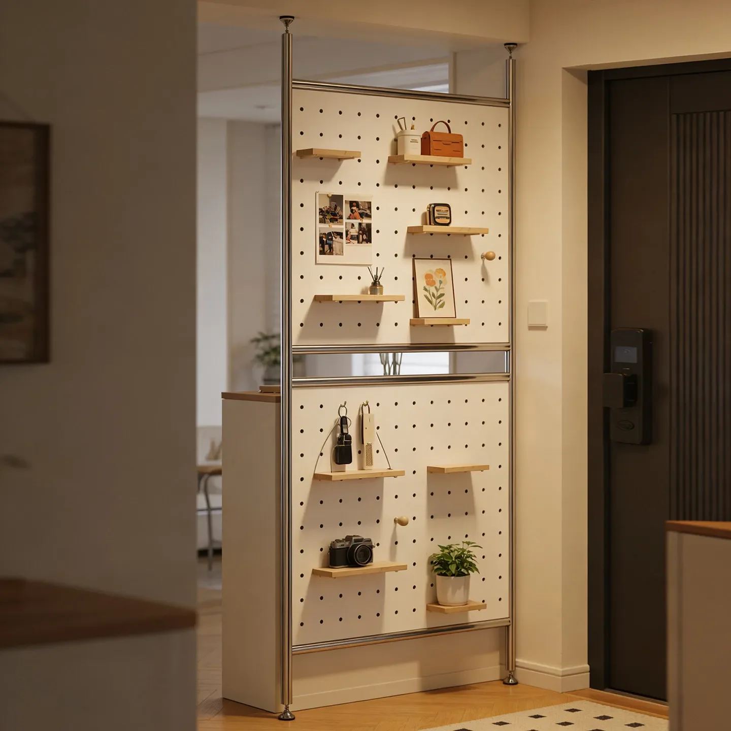 Minimal aluminum profile non-punching marine board entrance screen partition hole board decorative storage