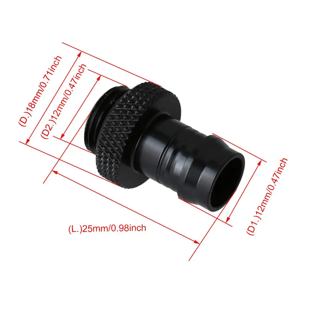 2Pcs Barb Fitting for Soft Tubing,Water Cooling System Soft Tube Connectors,Computer water-cooled HBT-B3L Water Cooled Connector