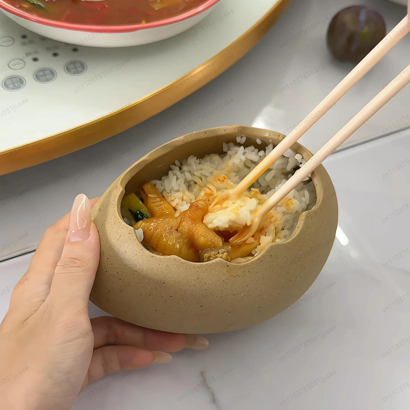 Creative Eggshell Ceramic Bowl, Instant Noodle Bowl for One Person, Exquisite and Quirky with Bird's Nest