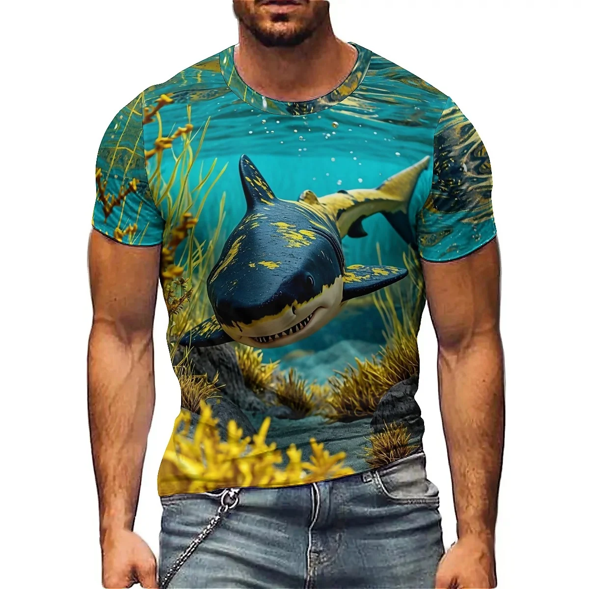 Hawaiian Style Themed Outfit Men's 3D Printed Short-Sleeve T-Shirt - Full-Body Print Men's Top