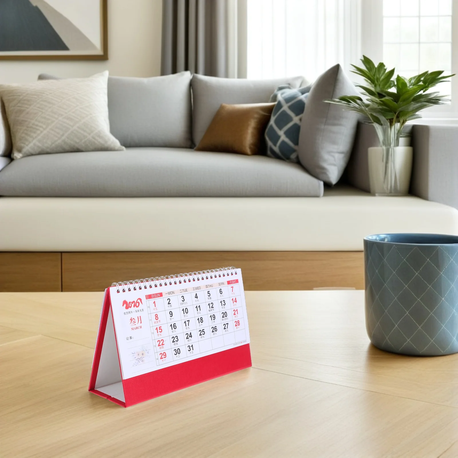 Chinese Desk Calendar 2026 Lunar New Year Horse Year Vintage Monthly Flip Standing Calendar Schedule Planner For Home Office
