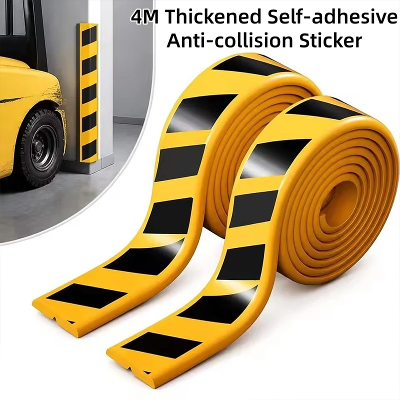 4/2M Garage Wall Guard Car Door Corner Protection Sticker,Thickened Self-adhesive Anti-collision Sticker,With Reflective Warning