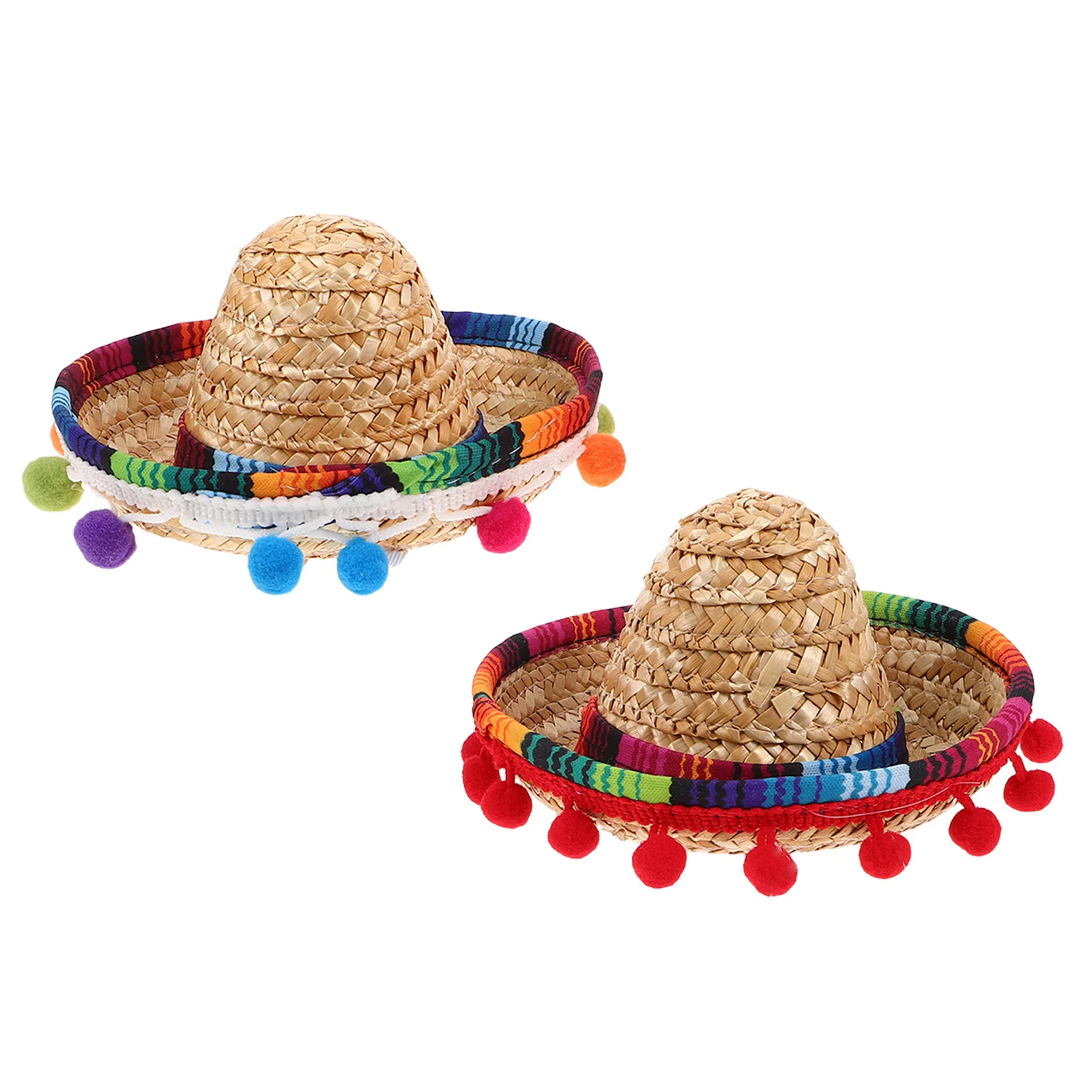 

2Pcs Mini Sombrero Headbands Pets Costume Accessories Cinco De Mayo Hats for Small Dogs and Cats Party Sombrero Costume