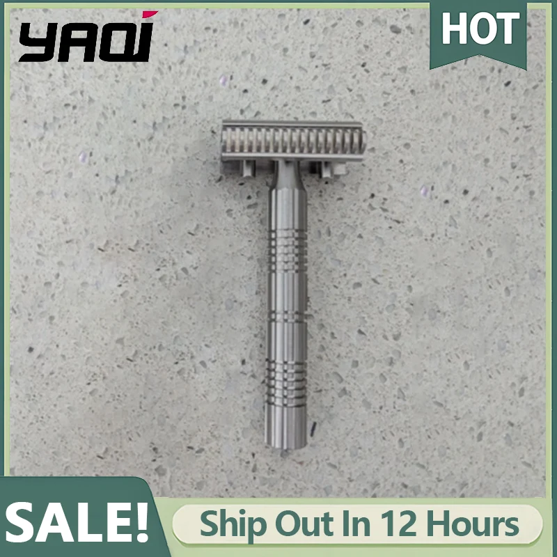 YAQI Raw Color Version Bohemia 316 Stainless Steel Adjustable Baseplate Men Safety Razor Have Dual Blade Gap (0.95mm/1.35mm)