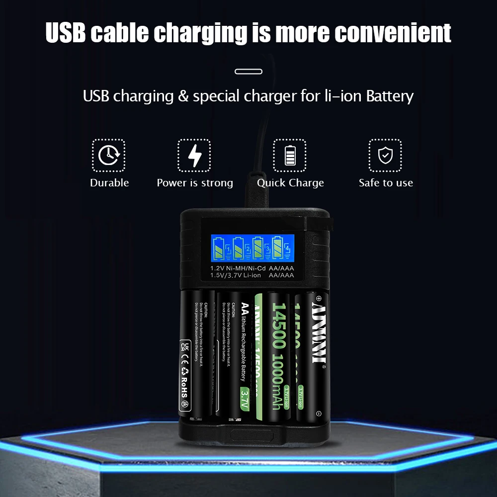 14500 AA 3,7 В 1000 мАч 14500 литиевая аккумуляторная батарея для дистанционного управления мышь часы фонарик бритва замена батарей AA