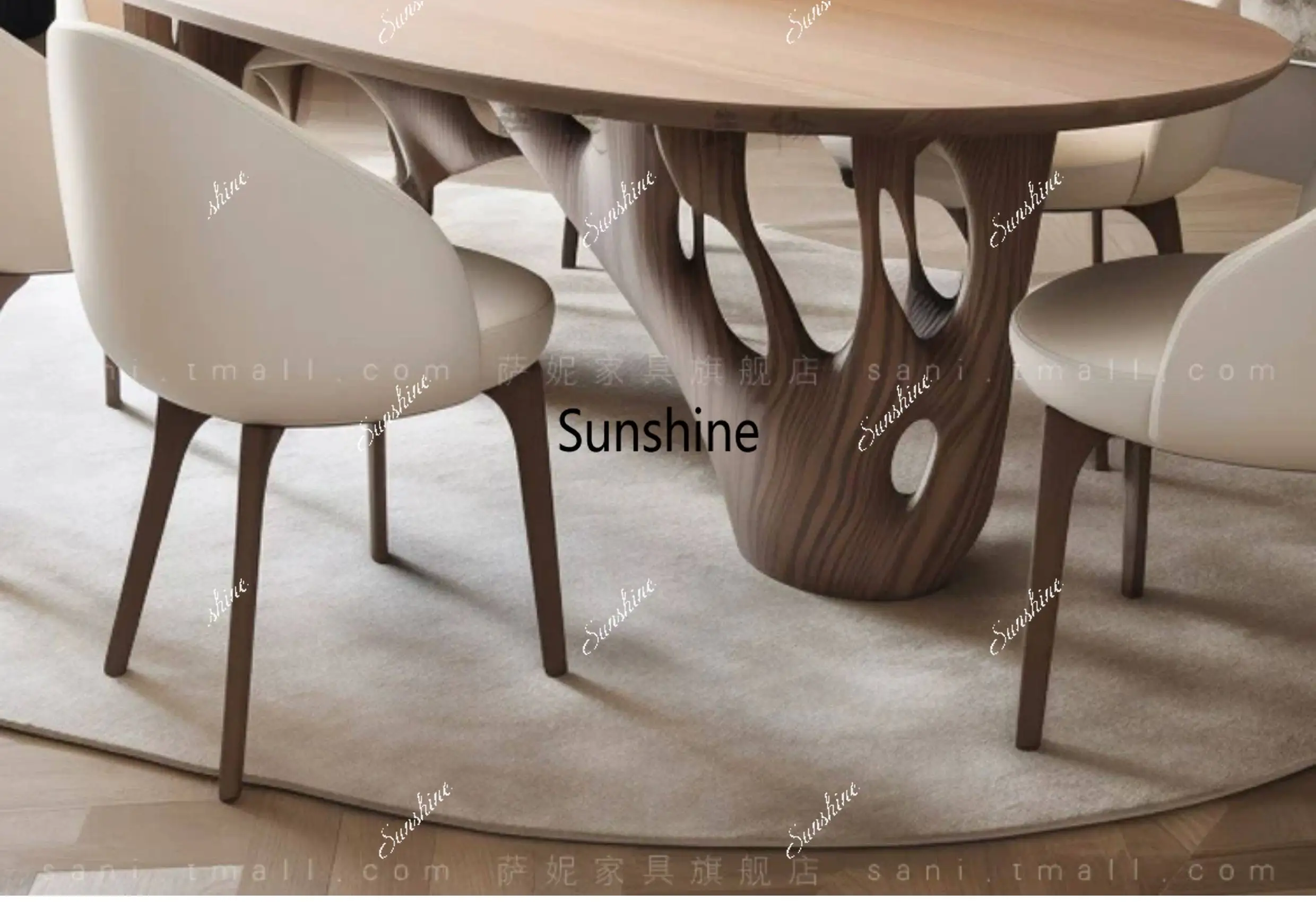 Wabi-sabi dining table, technological sense, creative, semi-circular, simple and modern