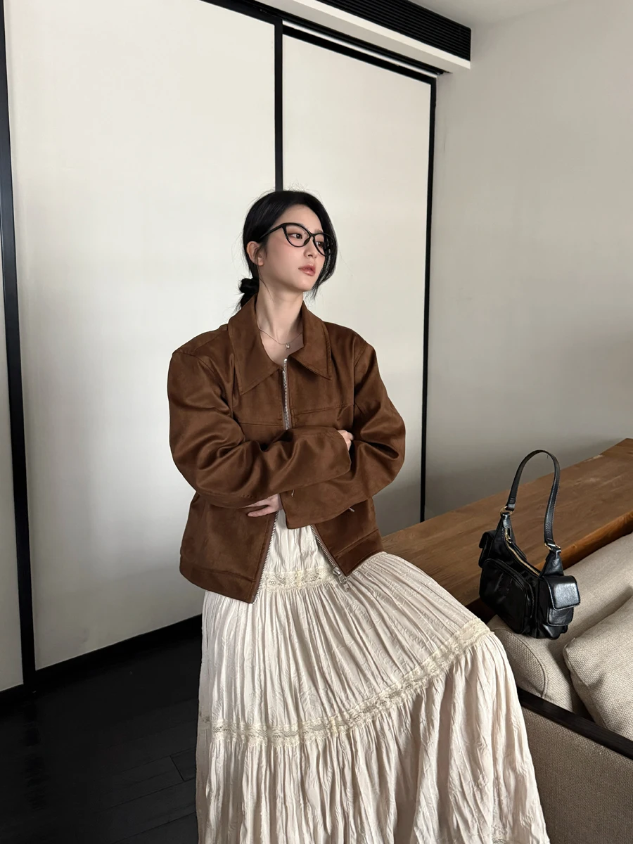 

SMBL RAIN 2024, новый винтажный мотоциклетный топ, замшевая верхняя одежда, уникальная супер красивая уличная одежда, свободная посадка, обычная длина