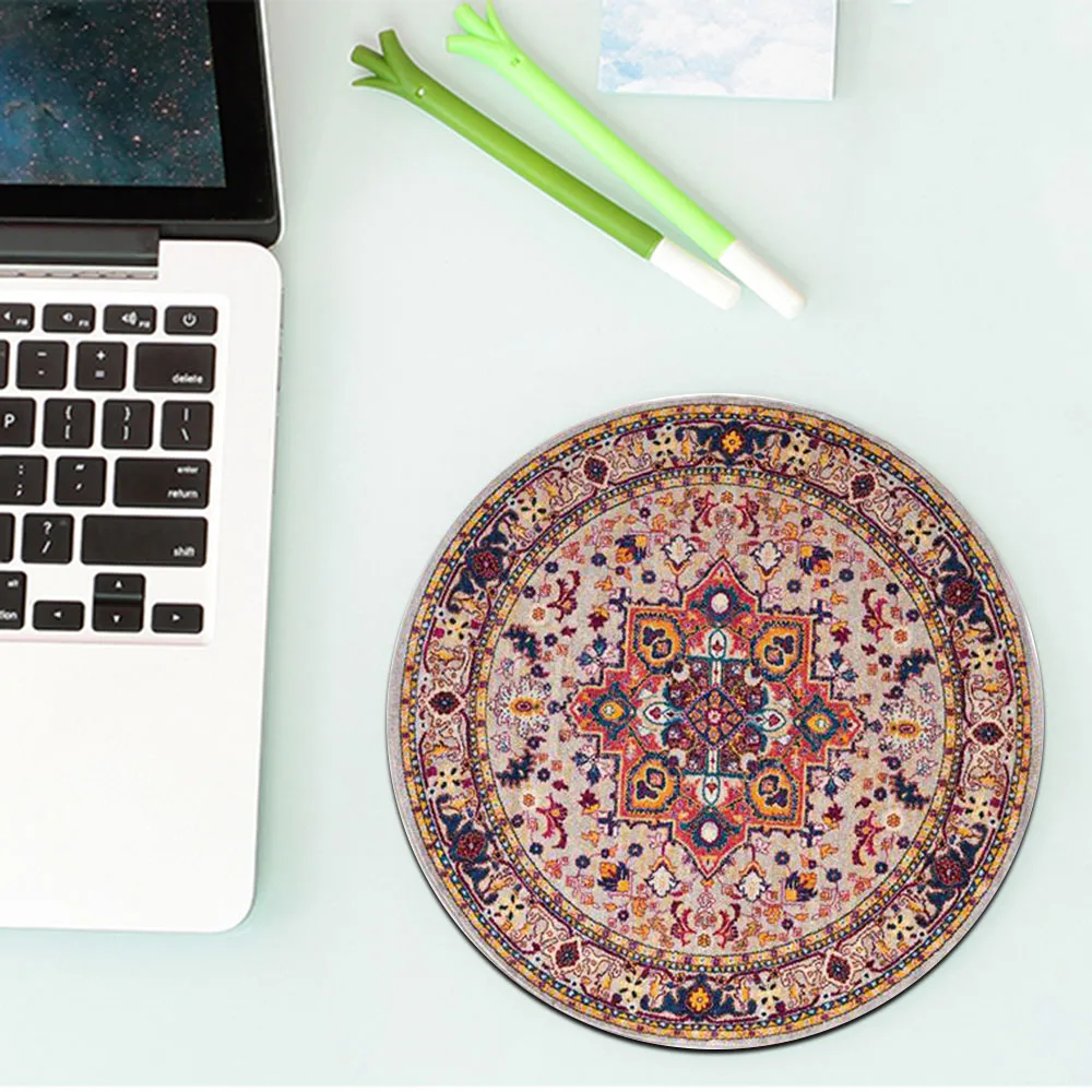 Persian Carpet Pattern Round Mini Mouse Pad Table Pad Anti-slip Mat Desktop Computer Mat Gaming Keyboard 22x22 Gamer Rug