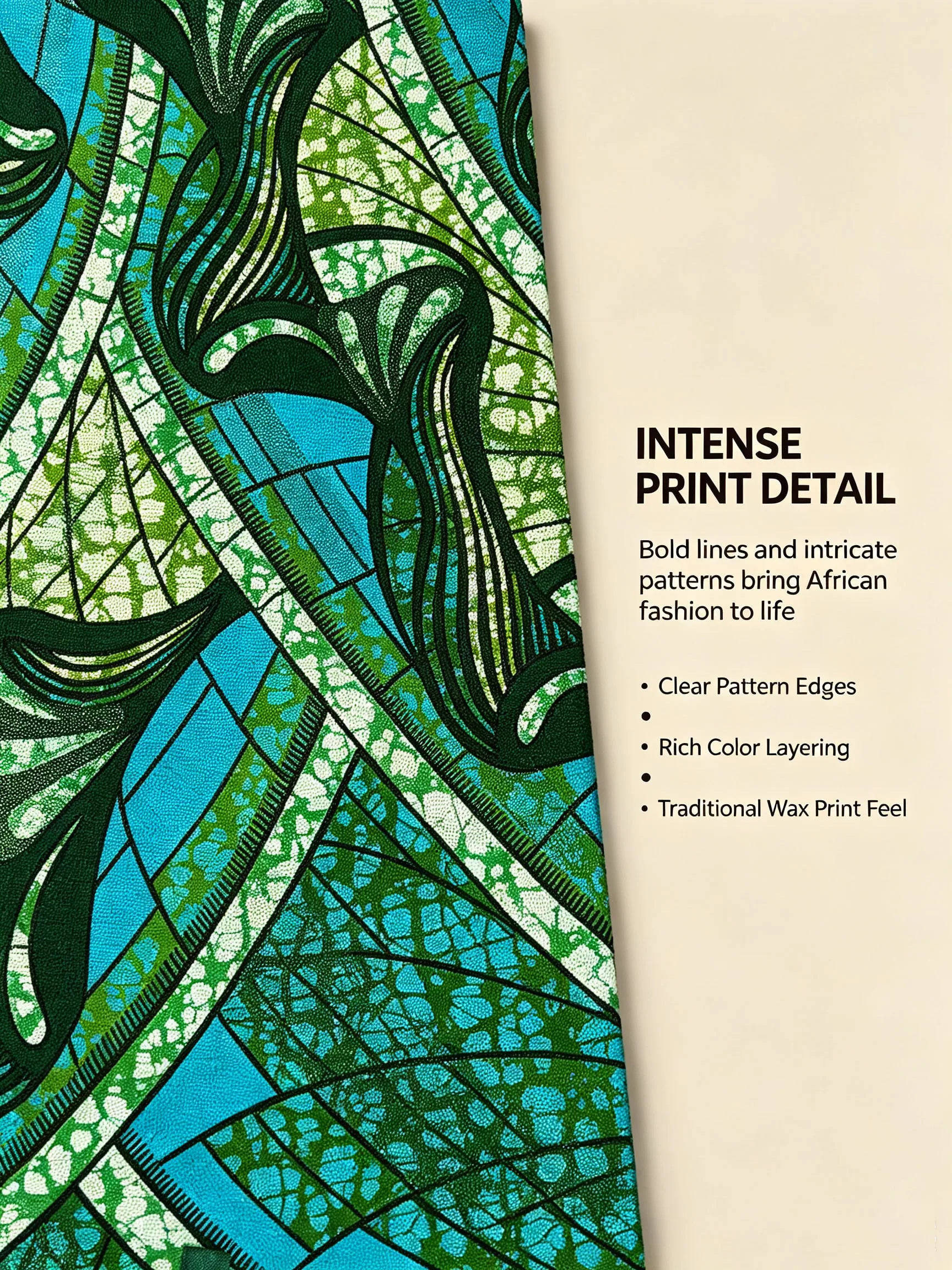 Golden Sanga African Wax Print Fabric Green Blue Ankara Pagne 6 Yards Batik Cloth For Women Dress Sewing DIY Garment Material view 3