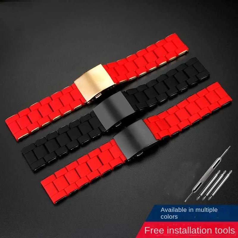 24Mm Rubberen En Roestvrijstalen Horloge Voor Casio Bergbeklimmen Horloge PRG-600 PRG-650 PRW-6600 Rubberen Horlogeband Herenband