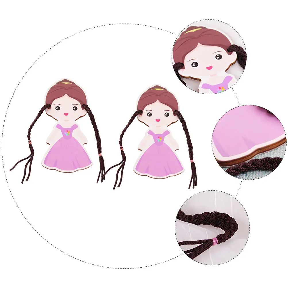 어린이를위한 2pcs 머리띠 Diy 교육 게임 손-눈 조정 나무 면 소재 크리 에이 티브 땋기 교육 도구