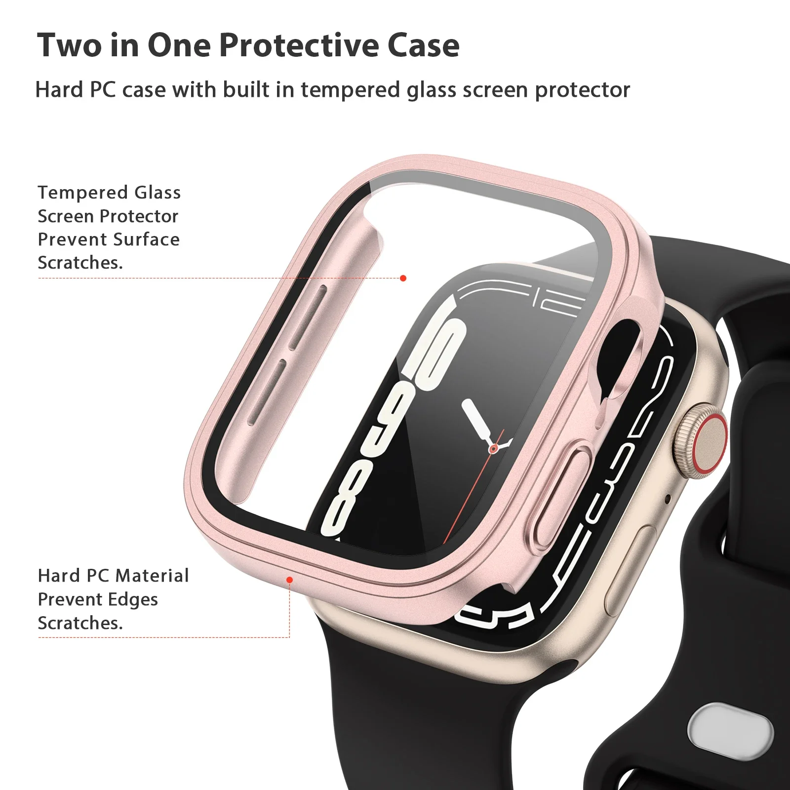 Tempered Glass Watch Case for Apple Watch Series 7 8 2 3 4 5 6 Cover Screen Protective Film for iWatch 40mm 41mm 44mm 45mm Shell