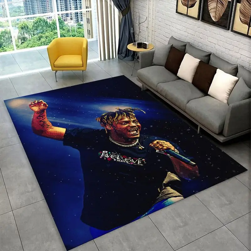 retro Juice WRLD 999 Legend Rapper Star Carpet Rug for Bedroom Living Room Sofa Playroom Doormat Home Decor,Area Rug Non-slip