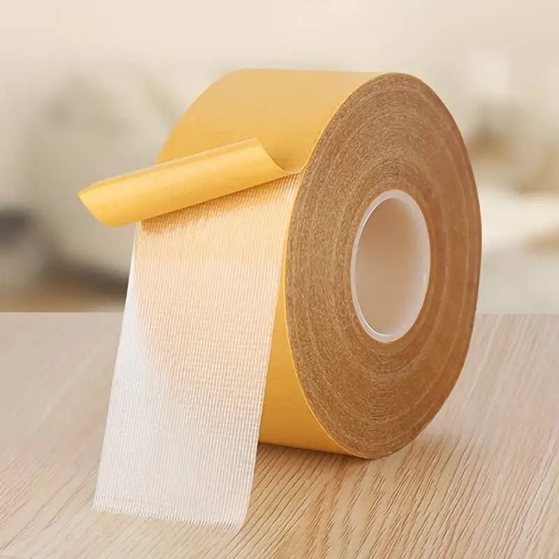 5M Traceless Carpet Adhesive Double Sided Cloth Base Tape With Strong Fixation High Viscosity For Waterproof Translucent Mesh