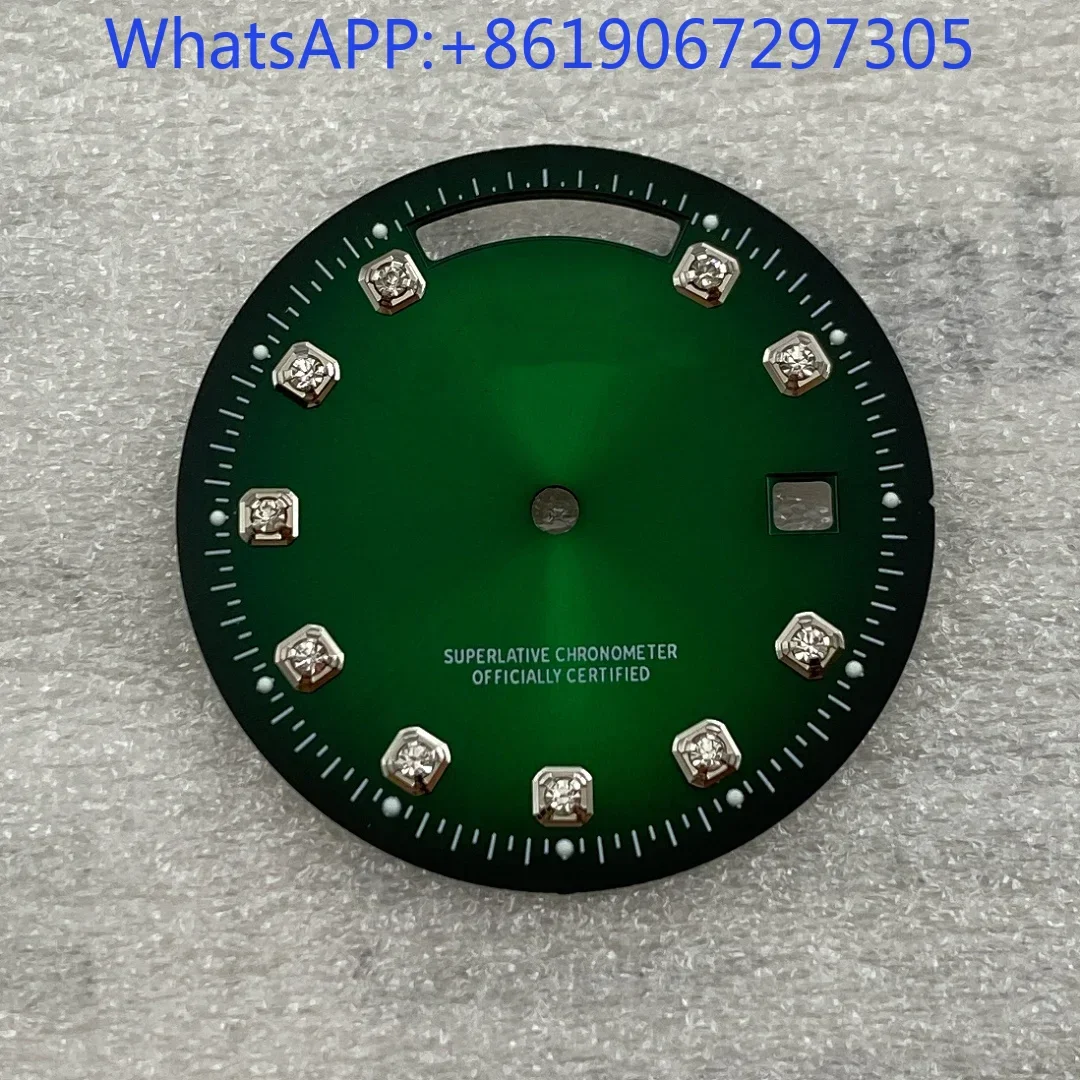 Esfera Sunburst adecuada 8285, movimiento mecánico automático, reloj de diamante, accesorios Mod, marcadores plateados, esfera blanca