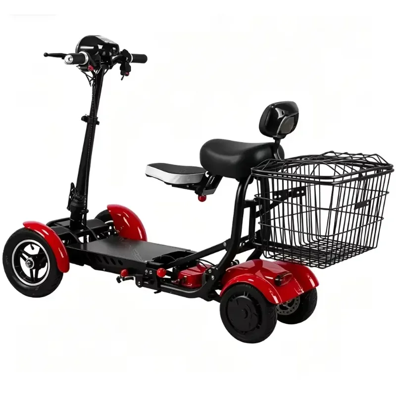 STROVAN Foldable 4-Wheel Family Commuter Trike Lightweight For 2 Adults With Baby Seat 10 Inch Wheels CE Certified EU