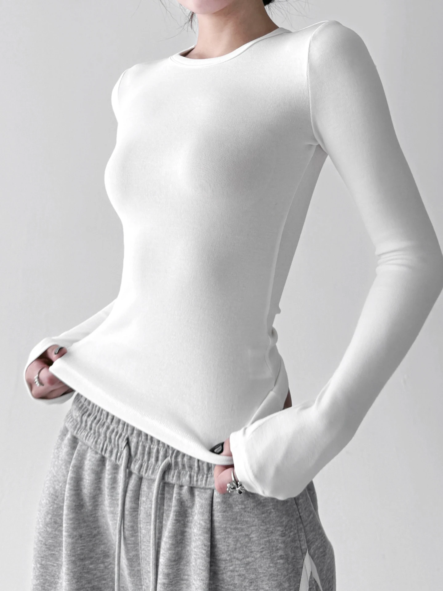 Cseta de Manga Longa Slim Fit Fena Estilo Retro Novo para o Outono Cseta Casual Tipo Universal Manga Regular