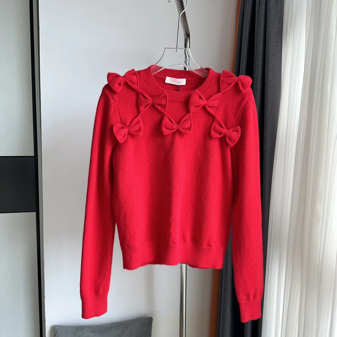 Women's Clothing bow crew neck sweater No.12