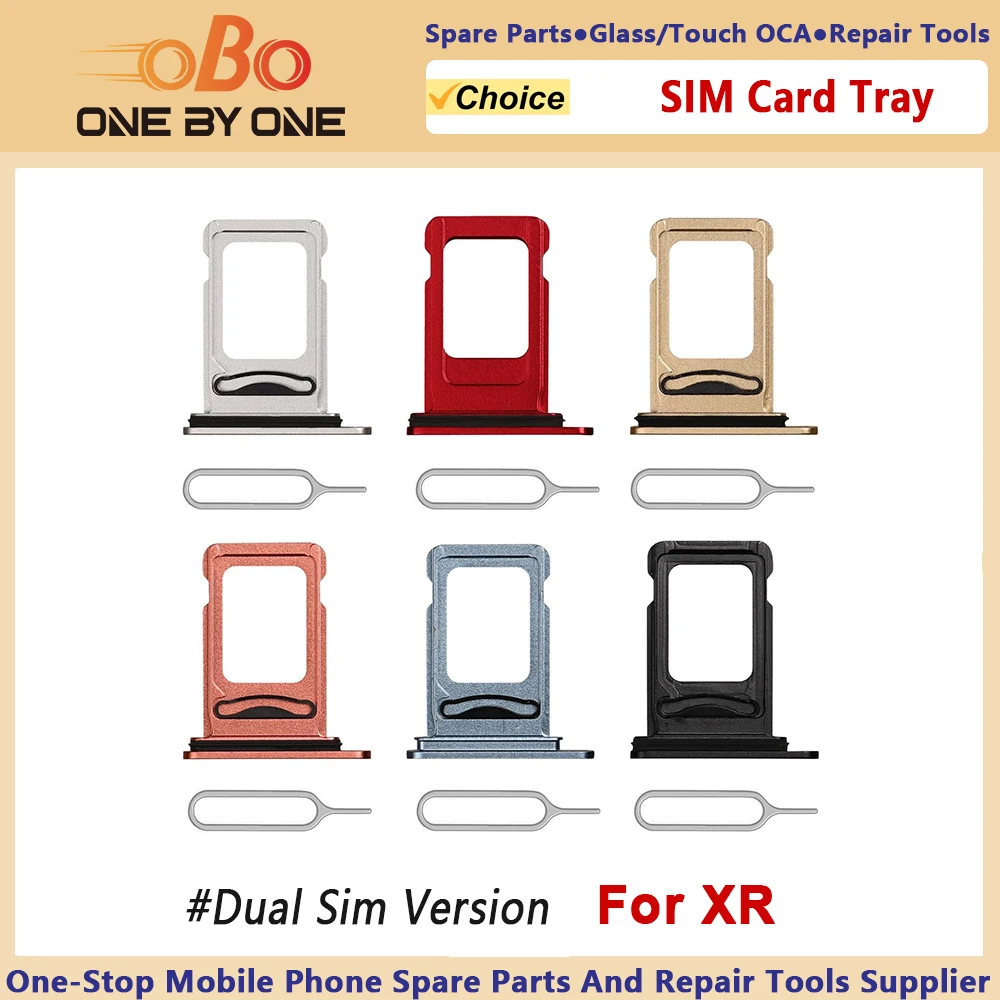 Dual SIM Card Tray Holder Slot Replacement for iPhone XR XS MAX with Eject Pin (Dual Sim Version）Black Silver Gold Blue Red 