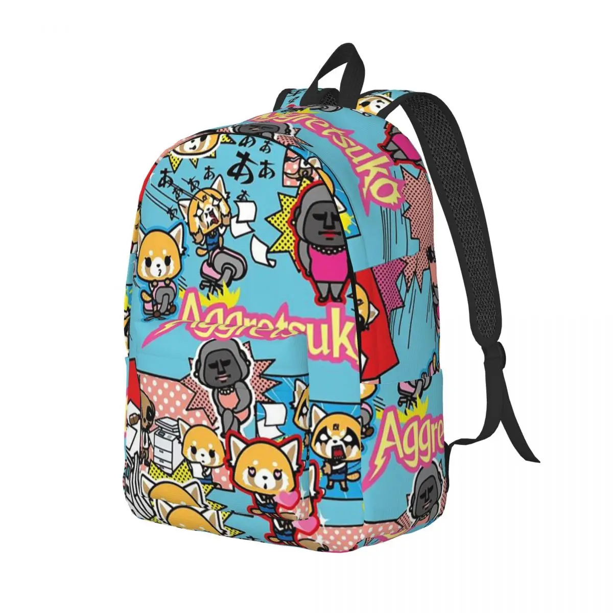 Aggretsuko Animated Comedy Backpack Elementary High College School Student Kawaii Panda Game Bookbag Teens Canvas Daypack Gift