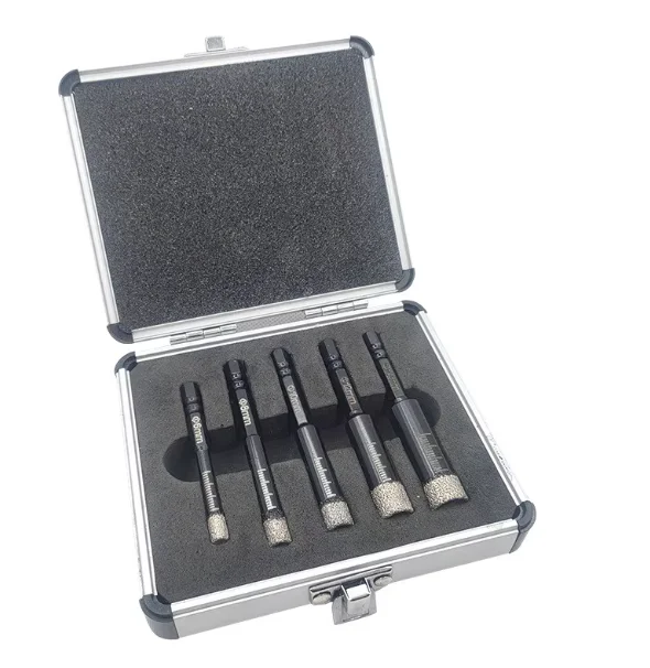 5Pcs Brazed Diamond Drilling Bits 6/8/10/12/14MM Hole Opener With Aluminum Box For Tile Marble Granite Quartz