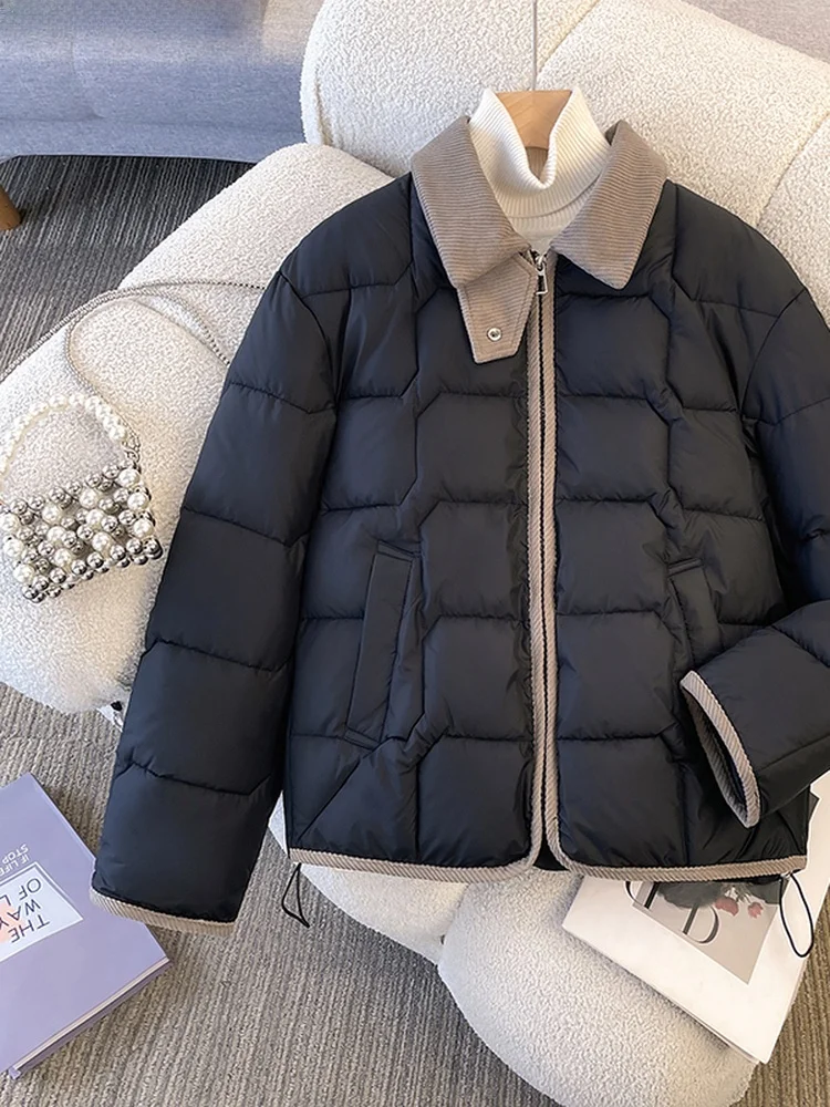 

Warm Lightweight Cotton Jaet Collar Loose Fit ort Sle Autumn Winter Women's Faion Commute Korean Version Cotton ...