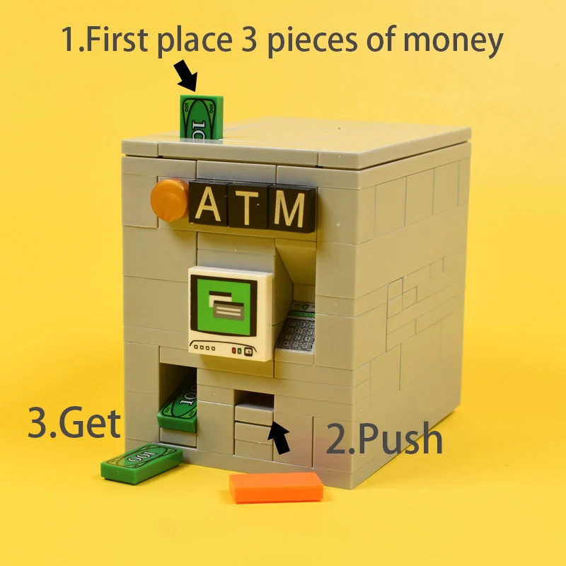 MOC Safe Deposit Box Model Building Blocks ATM Vending Machine Diamond Treasure City Police Thief Bricks Toys Boys Children Gift