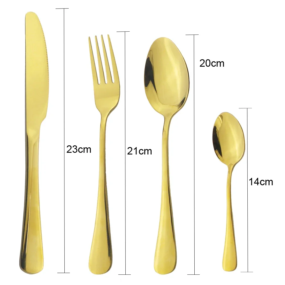 24Pcs Black Gold Tableware  Knife Fork Spoon Dinnerware  Stainless Steel Cutlery  Gold Dinner   Kitchen Flatware