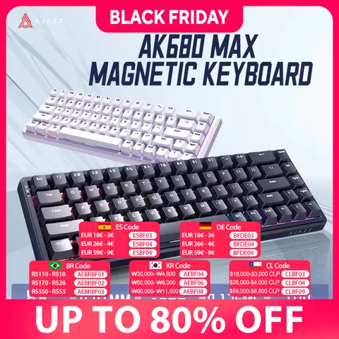 Teclado mecánico AJAZZ AK680 MAX, interruptor de efecto Hall HE 60% 8k/1K RGB, teclado magnético de disparo rápido para juegos con cable/inalámbrico