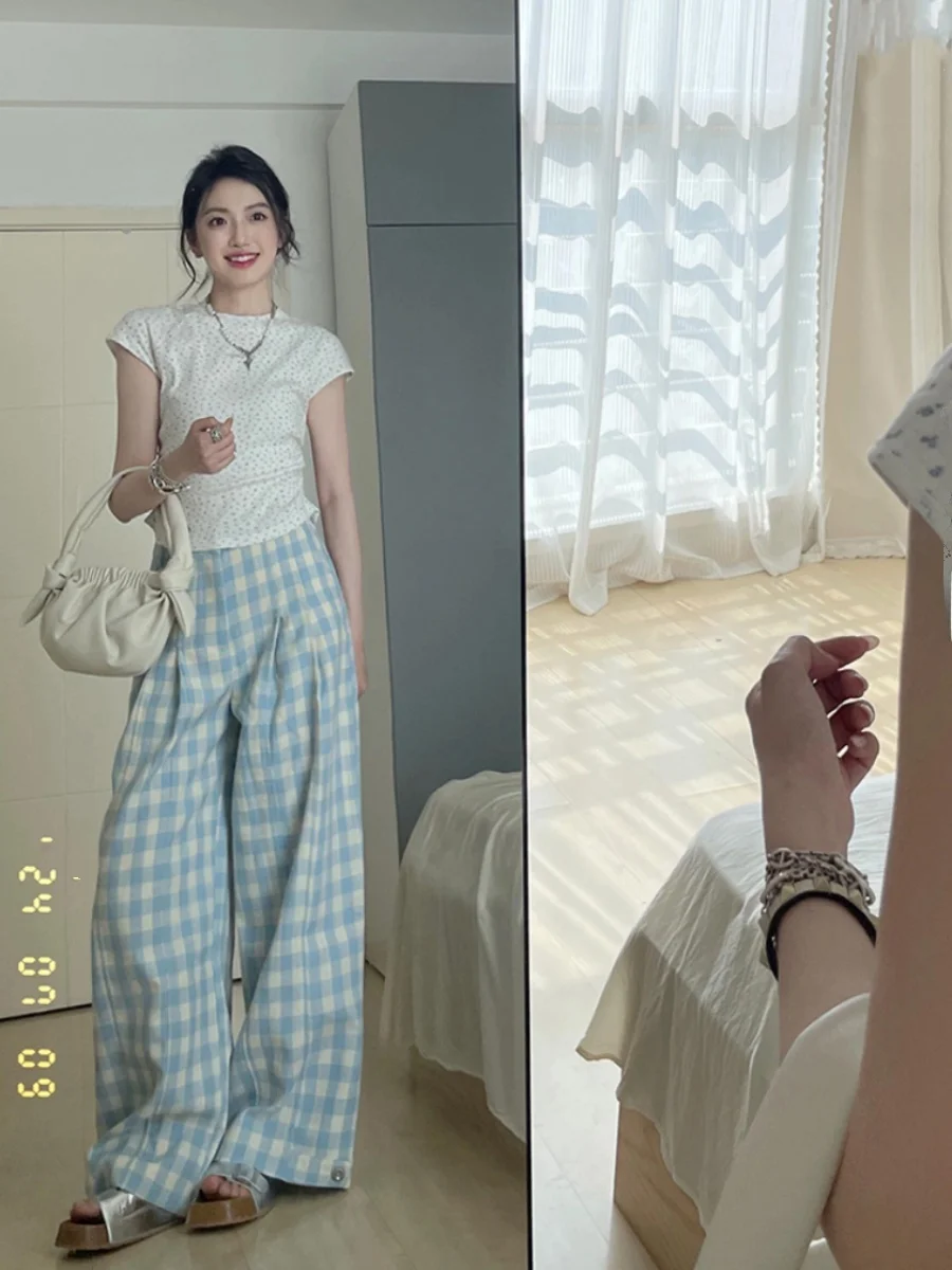 

Женские летние брюки с высокой талией и широкими штанинами, тонкие, повседневные, в пол, прямого кроя, утягивающие, устойчивые к сминанию