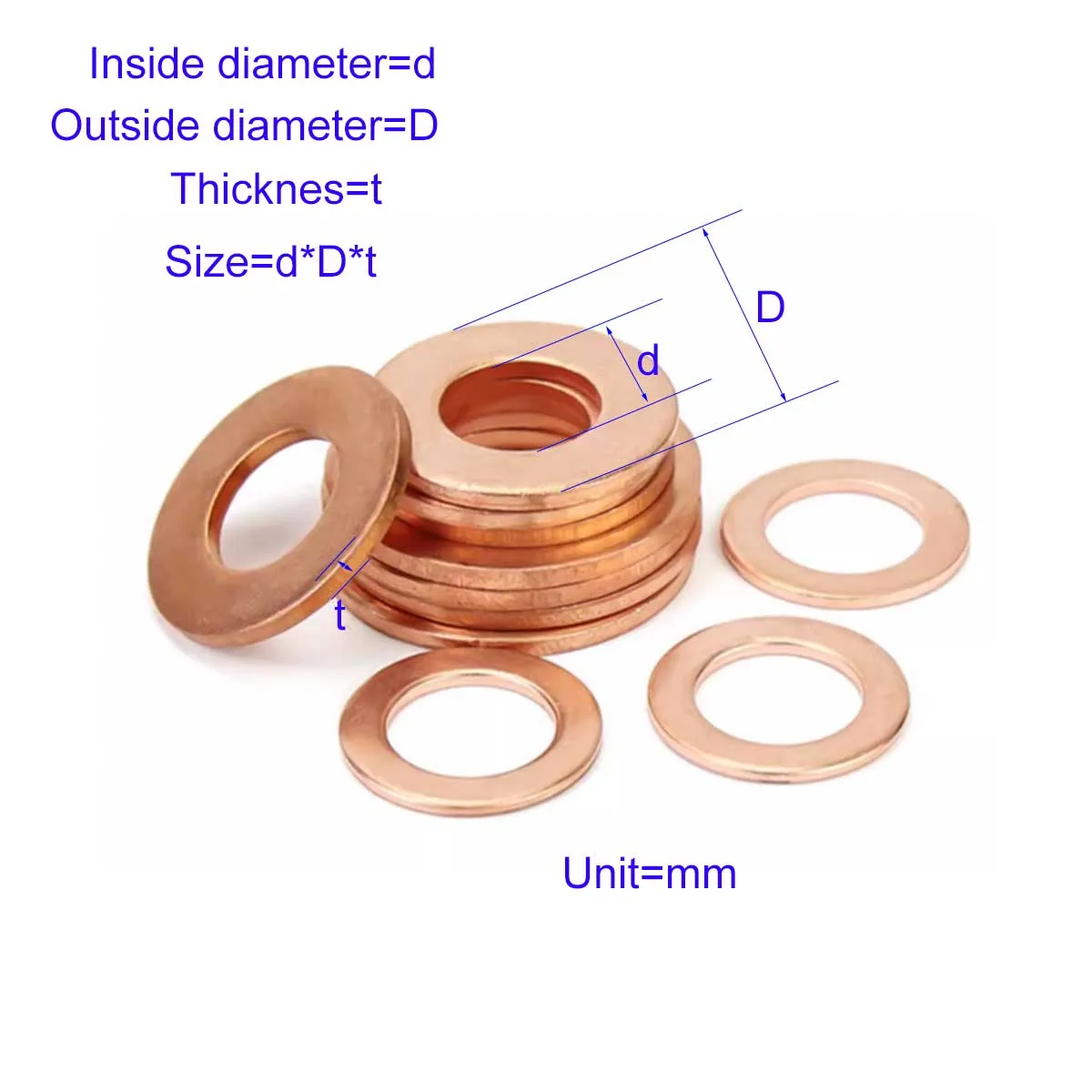 

Copper Gasket, Marine Watch Sealing Ring Copper Circular Screw, Metal Flat Washer M3M6M8M10