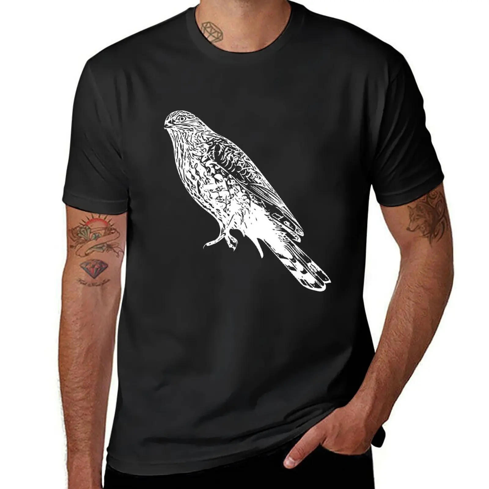 Sharp Shinned Hawk White Design T-Shirt graphics summer clothes new edition men graphic t shirts