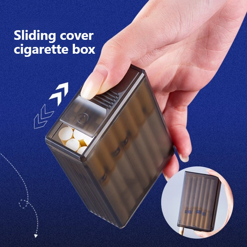 Waterproof Cigarette Box 20 pack large capacity Fashionable Sealed Transparent slide cover Cigarette case men women Smoking Tool