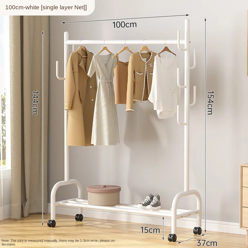 

Heavy Duty Clothes Rack Floor Stand Metal White Drying Standing Plant Coat Rack Bags Children Perchero Pared Room Furniture