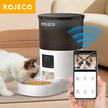 ROJECO 3L อัตโนมัติสัตว์เลี้ยง Feeder กับ Carmen Smart Cat อาหารสําหรับสุนัข WIFI ชาร์จ Feeders สําหรับแมว REMOTE Feeding